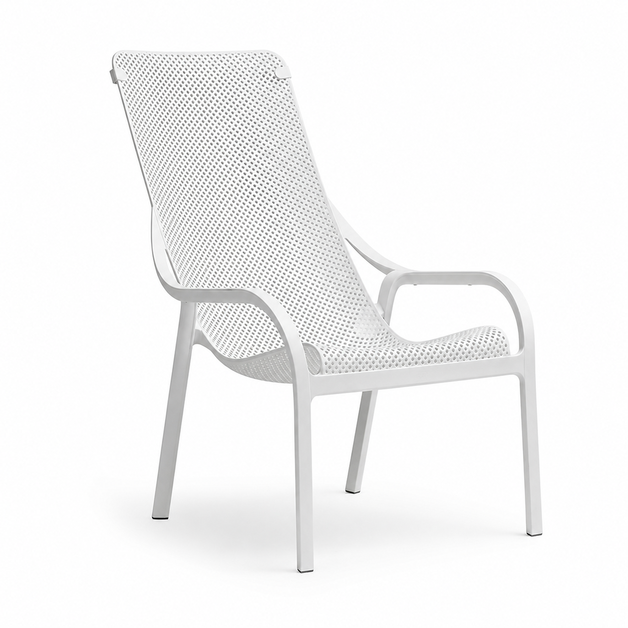 Poltrona lounge da giardino in resina bianca impilabile 61,5x90 cm – Net Lounge
