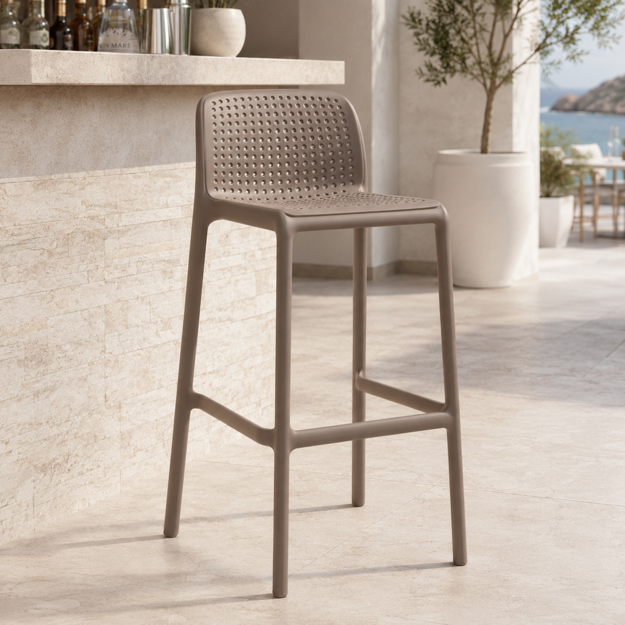 Sgabello da esterno monoblocco tortora – Lido