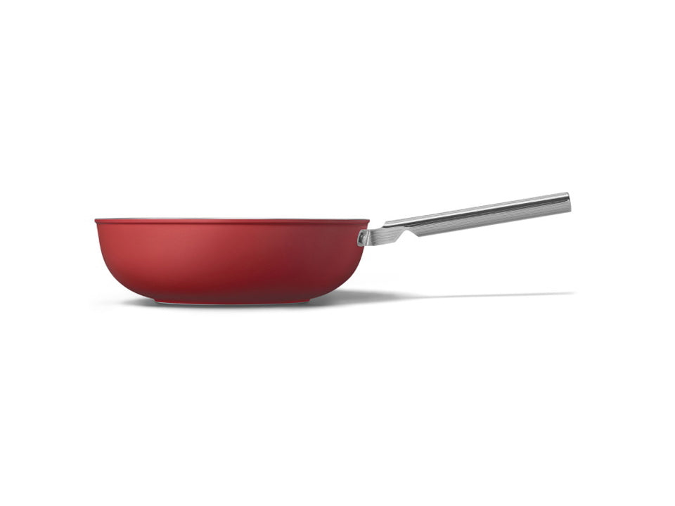 Wok antiaderente rosso 30 cm alluminio forgiato fondo radiante induzione – Smeg 50's Style