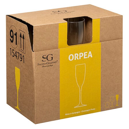 Set 6 flûte da champagne Orpéa in vetro 16 cl