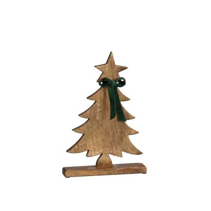 Albero natalizio in legno di mango con fiocco verde 42 cm – Mica Decorations