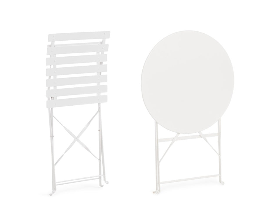 Set bistrot Austin bianco pieghevole in acciaio da esterno