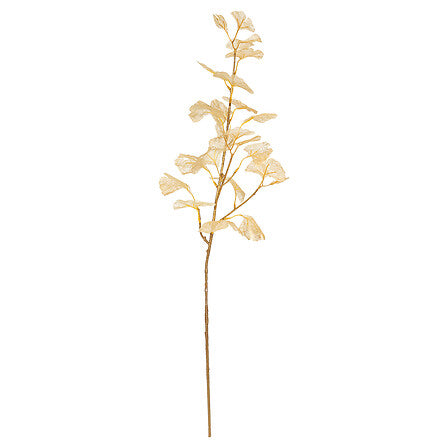 Ramo decorativo Ginkgo dorato 77 cm per Natale