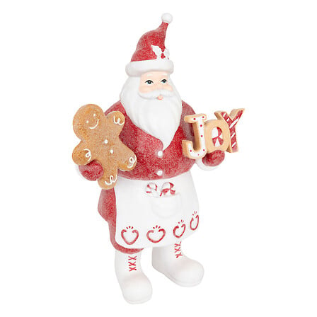 Babbo Natale in resina con omino di pan di zenzero e scritta Joy