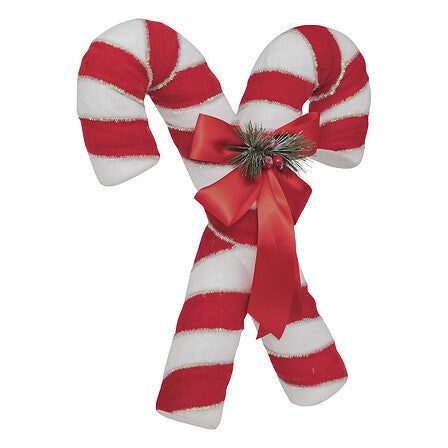 Decorazione natalizia doppio bastoncino di zucchero rosso e bianco 46 cm