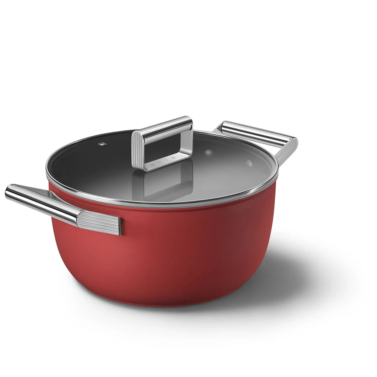 Casseruola bassa 2 manici rossa 24 cm con coperchio alluminio forgiato induzione – Smeg 50's Style