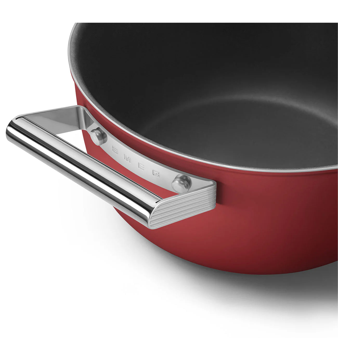 Casseruola bassa 2 manici rossa 24 cm con coperchio alluminio forgiato induzione – Smeg 50's Style