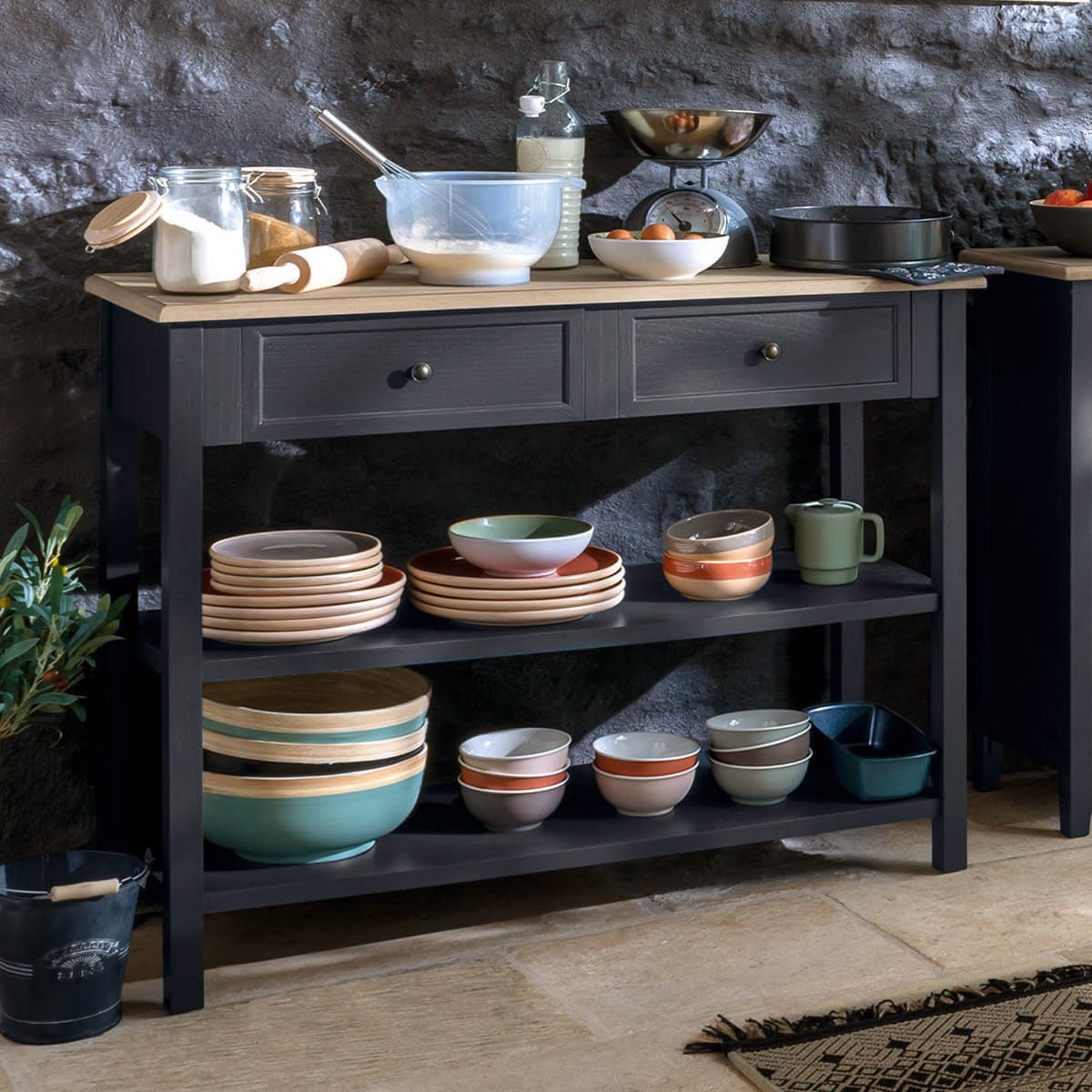 RAGABA LILLO Tavolo Consolle In Legno Massiccio Con Gambe Cabriole, Colore Azzurro Gentile, 105x35 Cm
