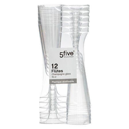 Set 12 flûte da champagne in plastica trasparente 15 cl