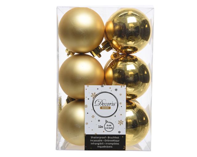 Set di 12 palline natalizie dorate lucide e opache