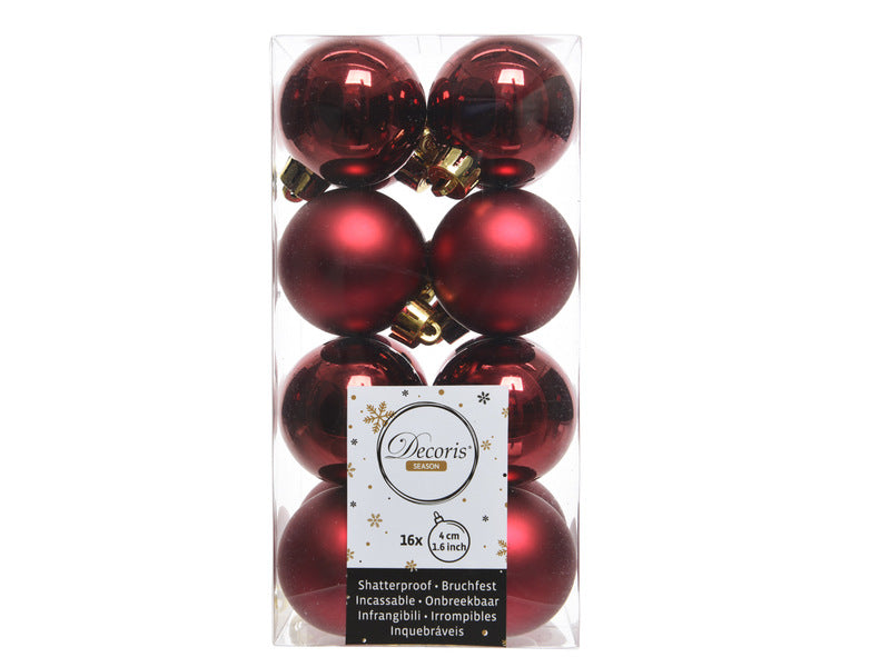 Set di 16 palline natalizie rosse lucide e opache