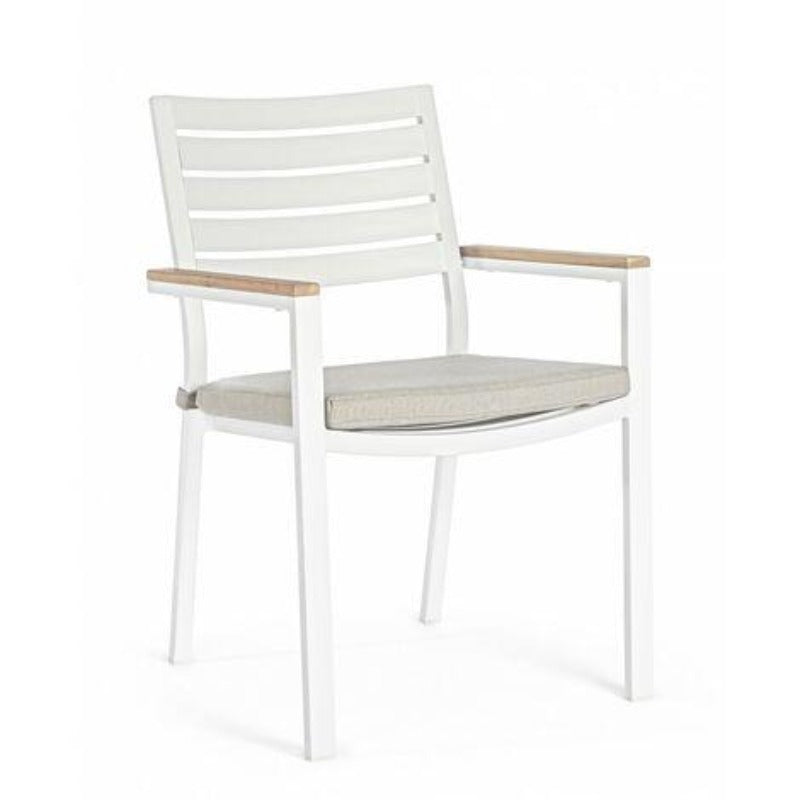 Sedia Belmar Bianca con Braccioli in Legno