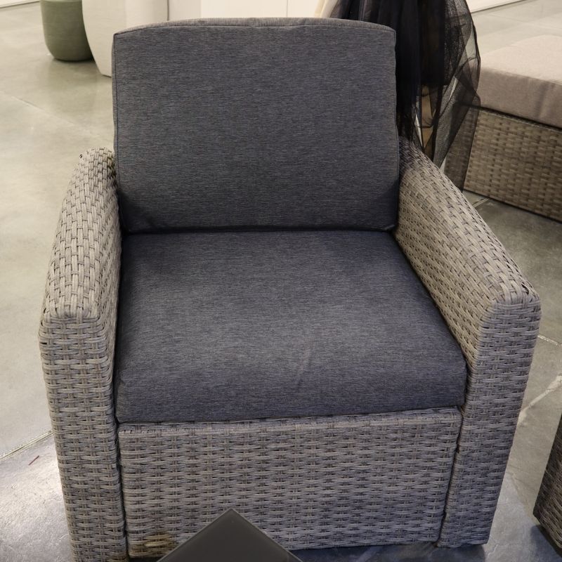 salotto da giardino Polynesia, modello Havane con poltrona e cuscini