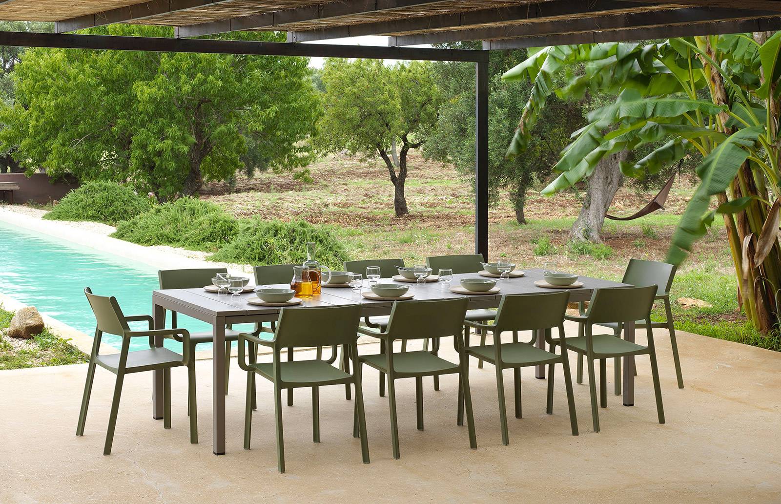 Sedia Trill Verde con Braccioli