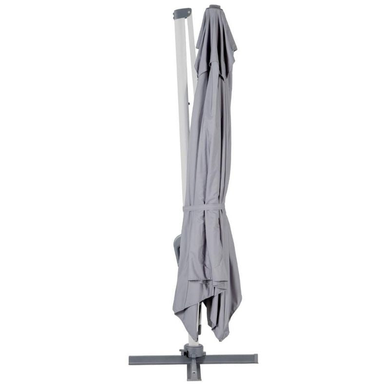 Ombrellone rettangolare a sbalzo Equador, colorazione grigio, in alluminio per arredo giardino