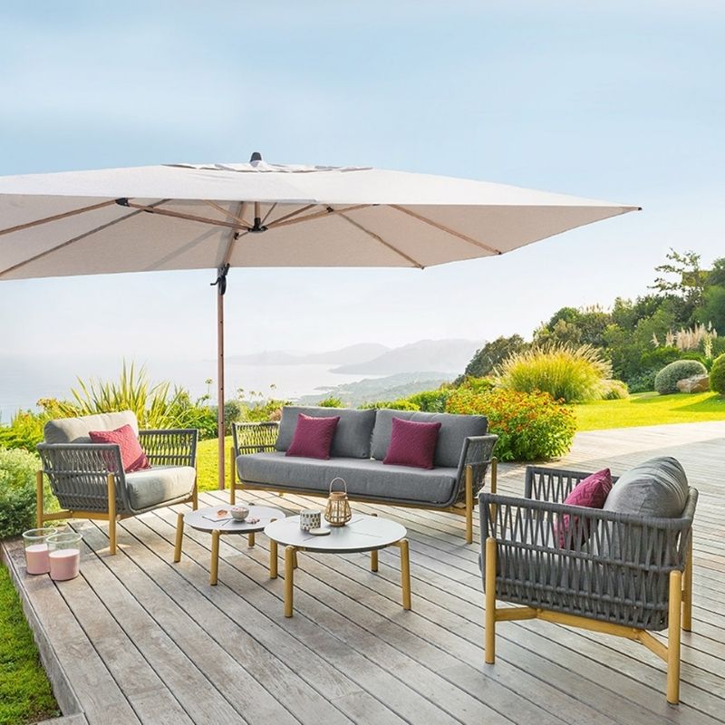 ombrellone a sbalzo rettangolare beige per arredo giardino honey