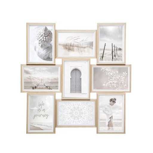 Quadro Portafoto Decorazione Murale 9 Foto Cornice Color Legno