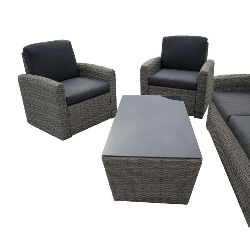 salotto da giardino Polynesia, modello Havane con cuscini e tavolino