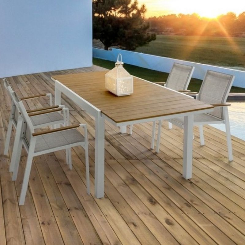 Sedia Kubik Bianca con Braccioli in Legno