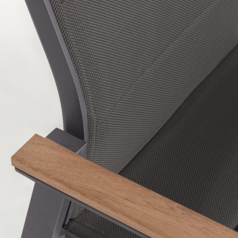 Sedia Kubik Antracite con Braccioli in Legno