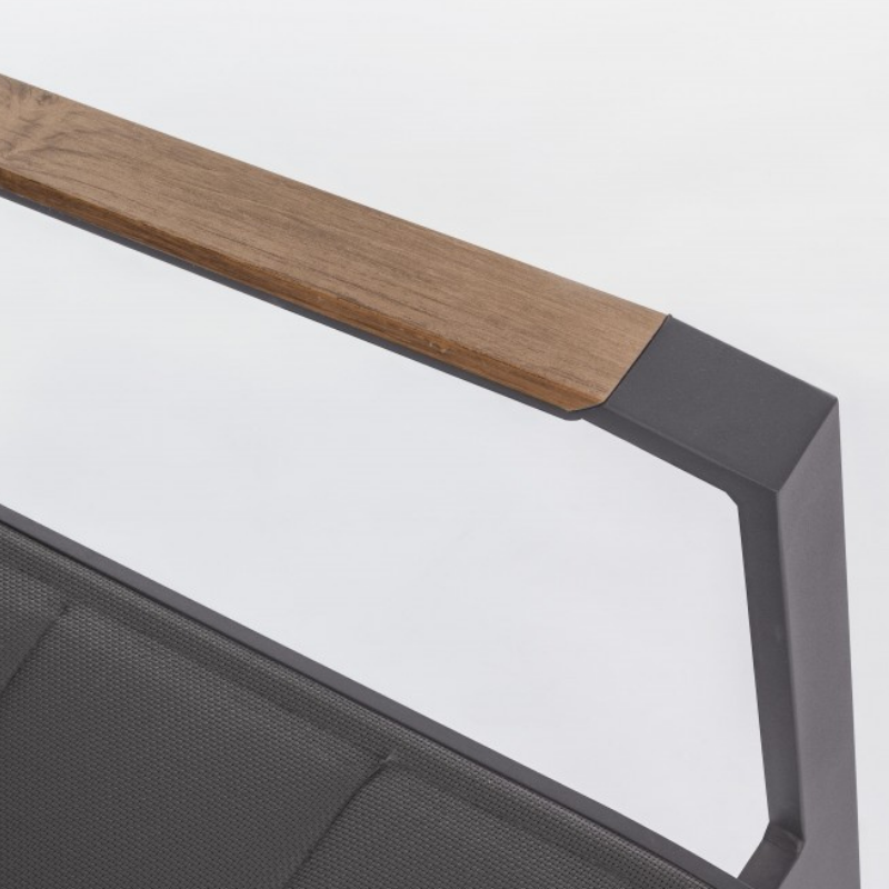 Sedia Kubik Antracite con Braccioli in Legno
