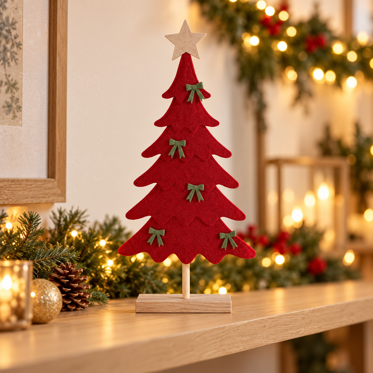 Albero natalizio in feltro con fiocchi 38 cm