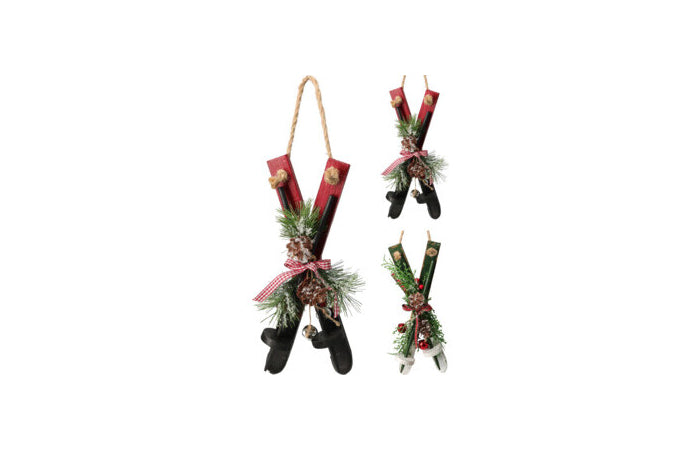 Sci decorativi natalizi in legno da appendere 30 cm