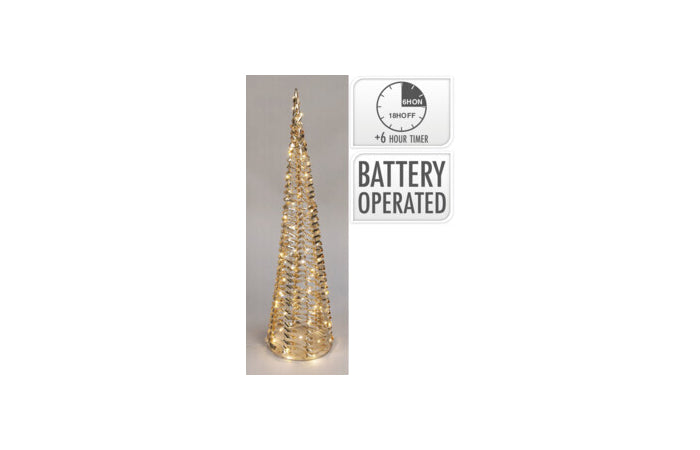 Cono natalizio oro 60 cm con 60 micro LED e timer