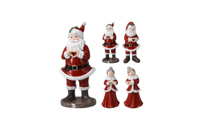 Babbo e Mamma Natale in poliresina 21 cm, modelli assortiti