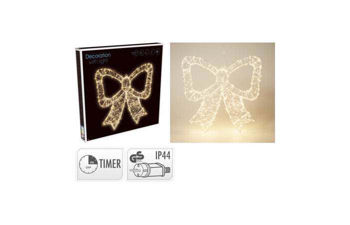Fiocco natalizio luminoso 48 × 46 cm con 720 LED e timer