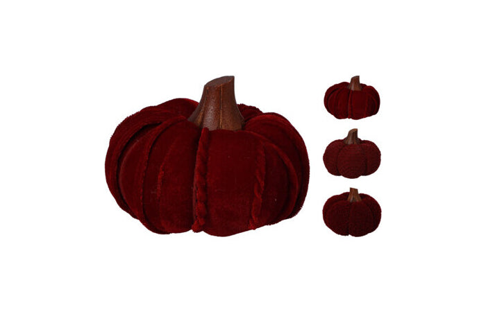 Zucca decorativa bordeaux in cotone 10 cm