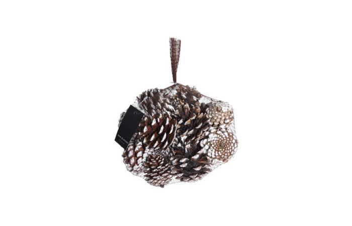 Pigne decorative innevate con punte bianche 300 g