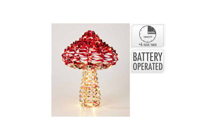 Fungo natalizio luminoso rosso e oro 37 cm con 100 LED