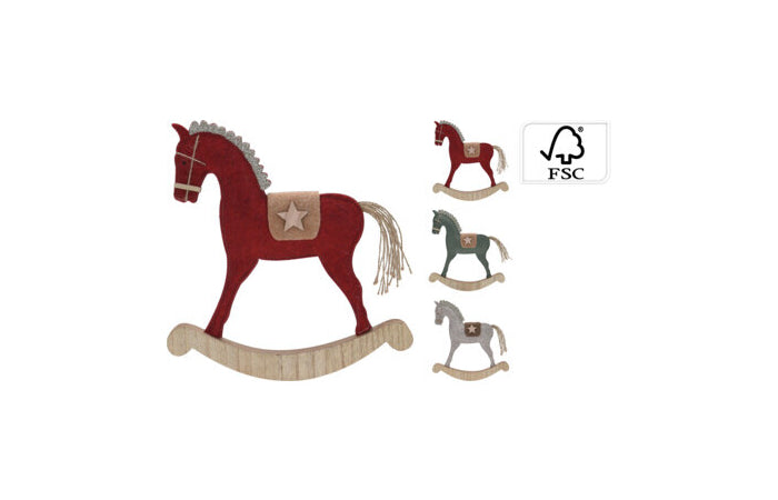 Cavallo a dondolo natalizio in feltro 30 cm – Koopman