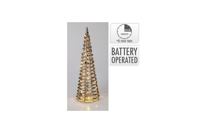 Cono natalizio oro 40 cm con 30 micro LED e timer