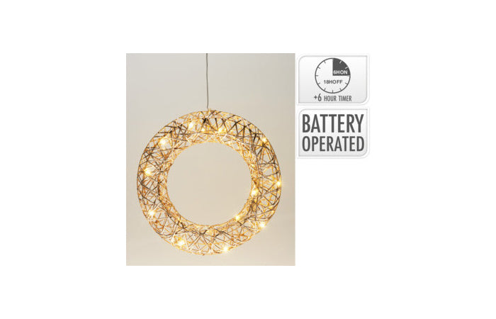 Corona natalizia luminosa champagne 30 cm con 20 LED