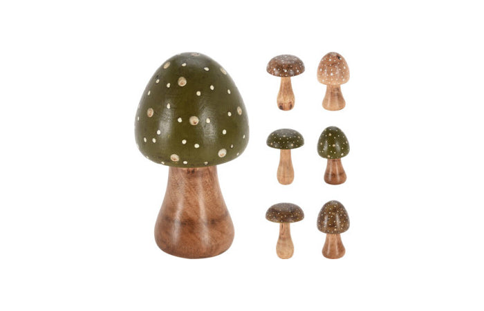 Fungo decorativo in legno di mango 15 cm