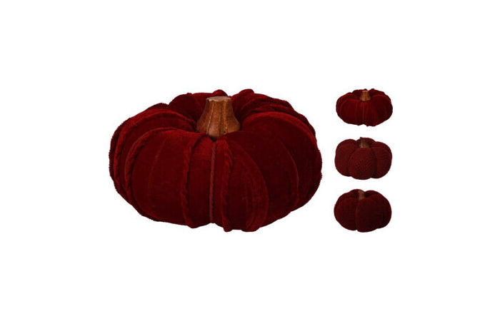Zucca decorativa bordeaux in cotone 15 cm