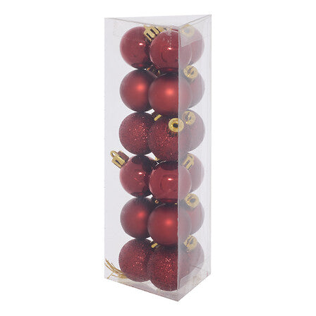 Palline di Natale granata Ø 3 cm – set da 18