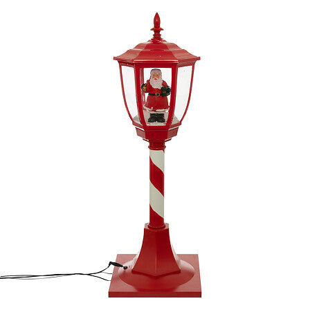 Lampione natalizio rosso e bianco con Babbo Natale 30 LED 90 cm