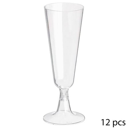 Set 12 flûte da champagne in plastica trasparente 15 cl