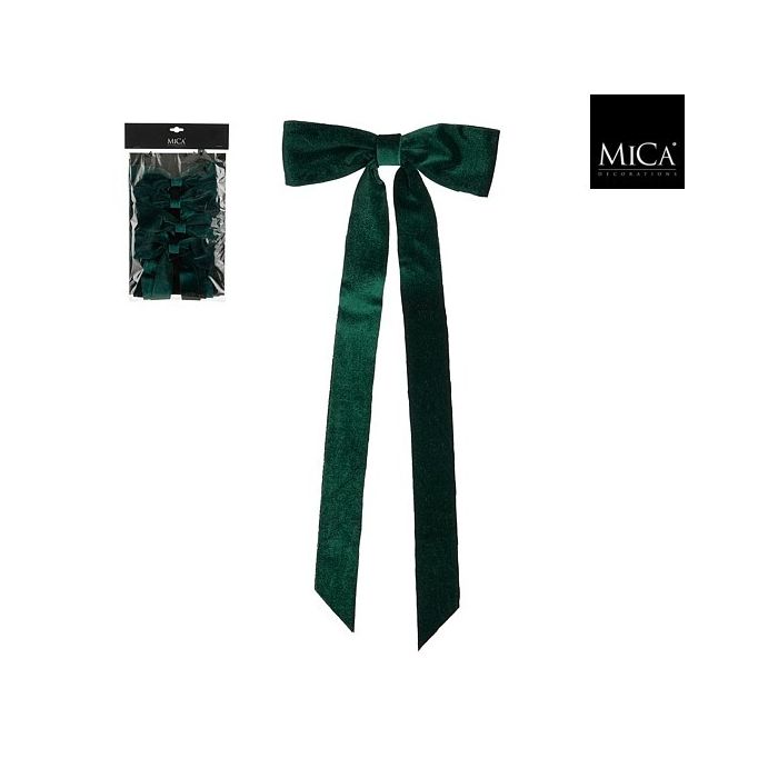 Set 4 fiocchi natalizi in velluto verde con clip 48 cm – Mica Decorations