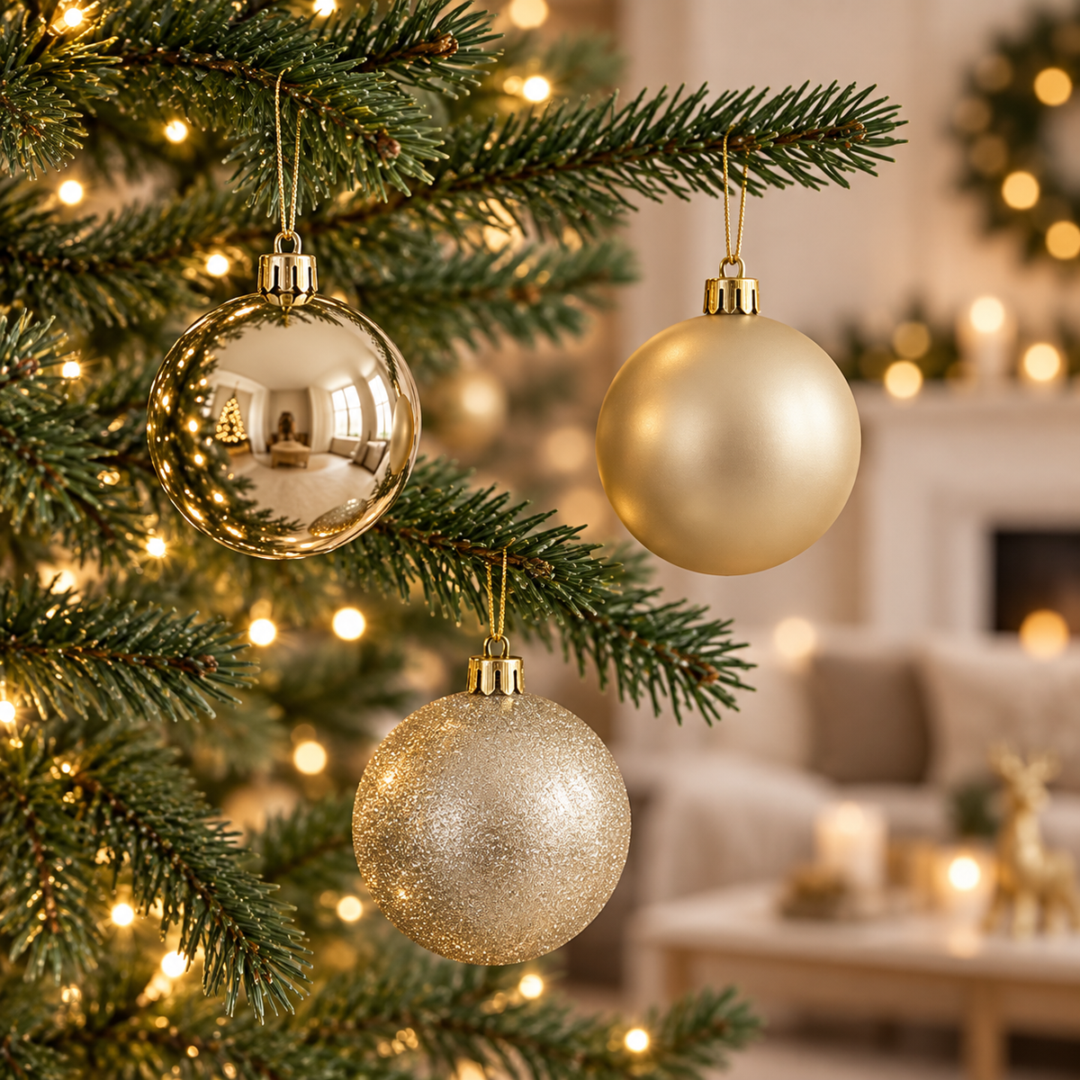 Set 10 palline di Natale champagne 6 cm – Mica Decorations