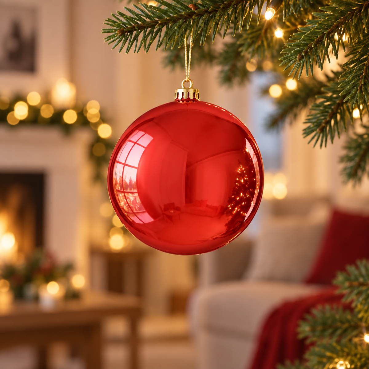 Pallina di Natale rossa lucida 15 cm – Mica Decorations