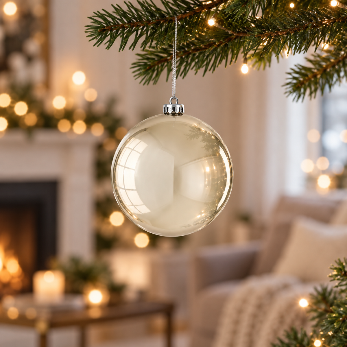 Pallina di Natale champagne lucida 15 cm – Mica Decorations