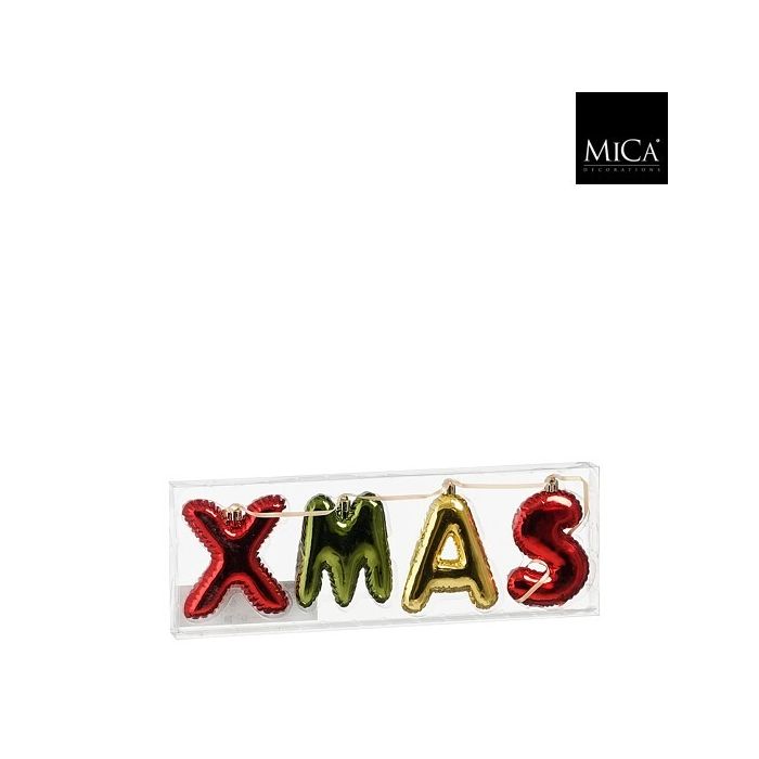 Ghirlanda natalizia XMAS con 4 lettere rosse, verdi e oro – Mica Decorations