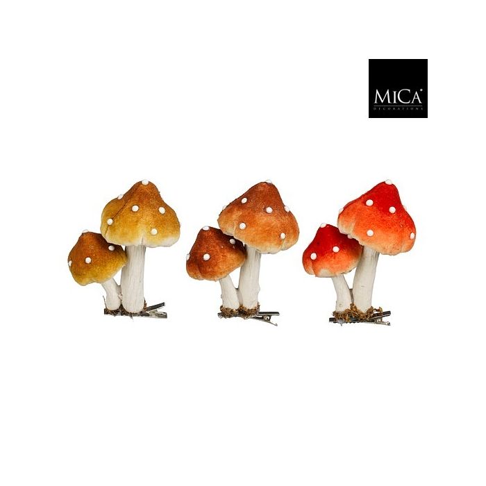 Funghi decorativi con clip 9,5 cm, colori assortiti – Mica Decorations