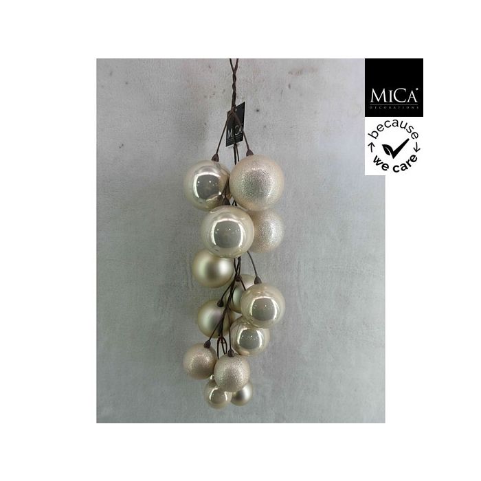 Grappolo natalizio di palline color crema 46 cm – Mica Decorations