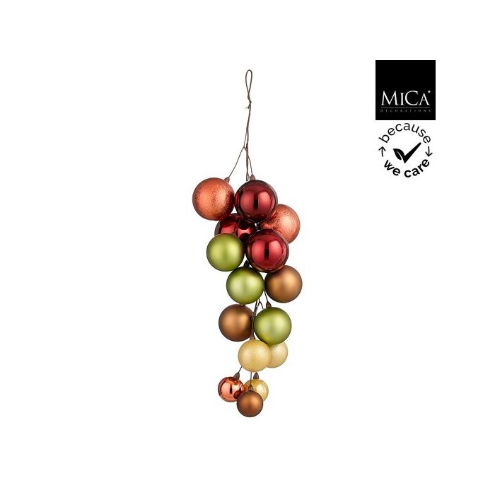 Grappolo natalizio di palline rosso scuro e marrone 46 cm – Mica Decorations