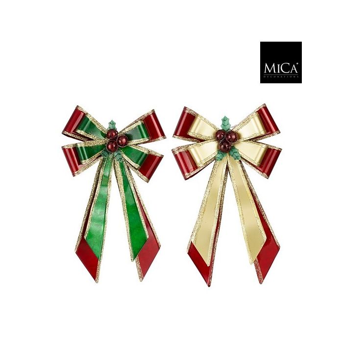 Fiocco natalizio in metallo 33,5 cm, colori assortiti – Mica Decorations